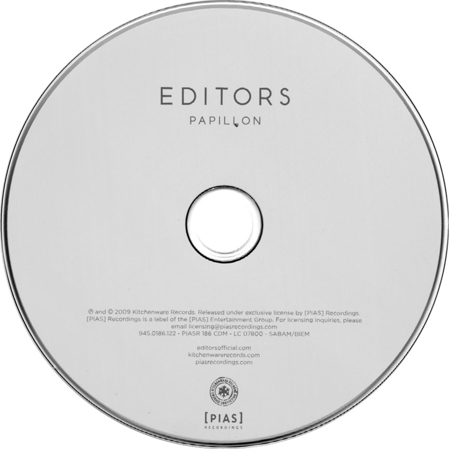 Cartula Cd de Editors - Papillon (Cd Single)