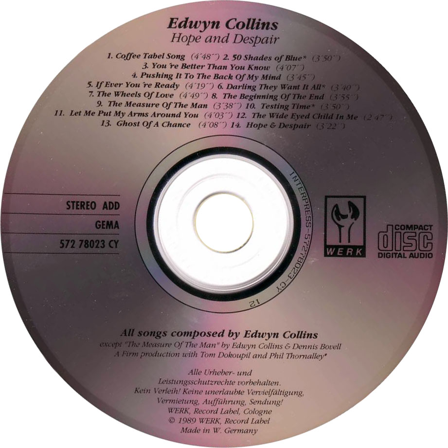 Cartula Cd de Edwyn Collins - Hope And Despair