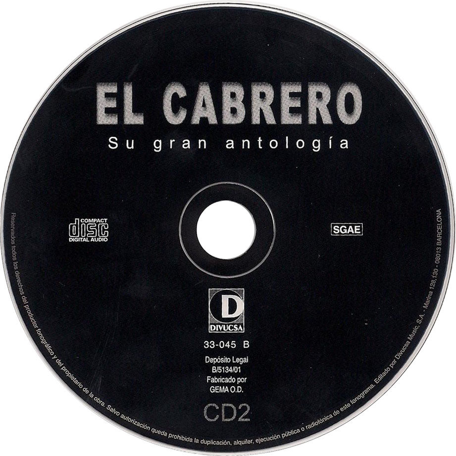 Cartula Cd2 de El Cabrero - Su Gran Antologia