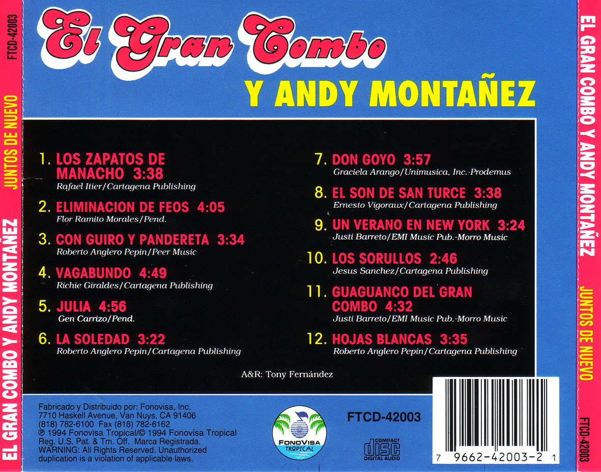 Cartula Trasera de El Gran Combo De Puerto Rico Y Andy Montaez - Juntos De Nuevo