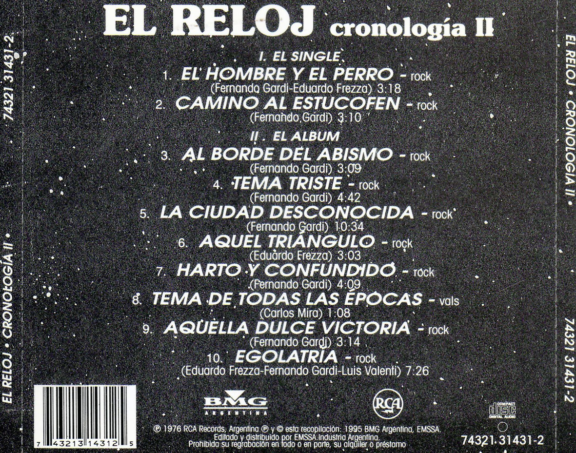 Carátula Trasera de El Reloj - Cronologia II