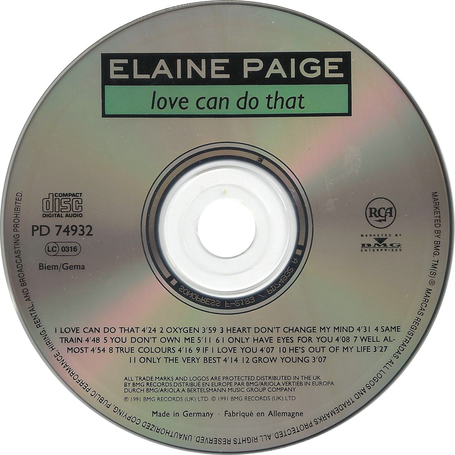 Cartula Cd de Elaine Paige - Love Can Do That