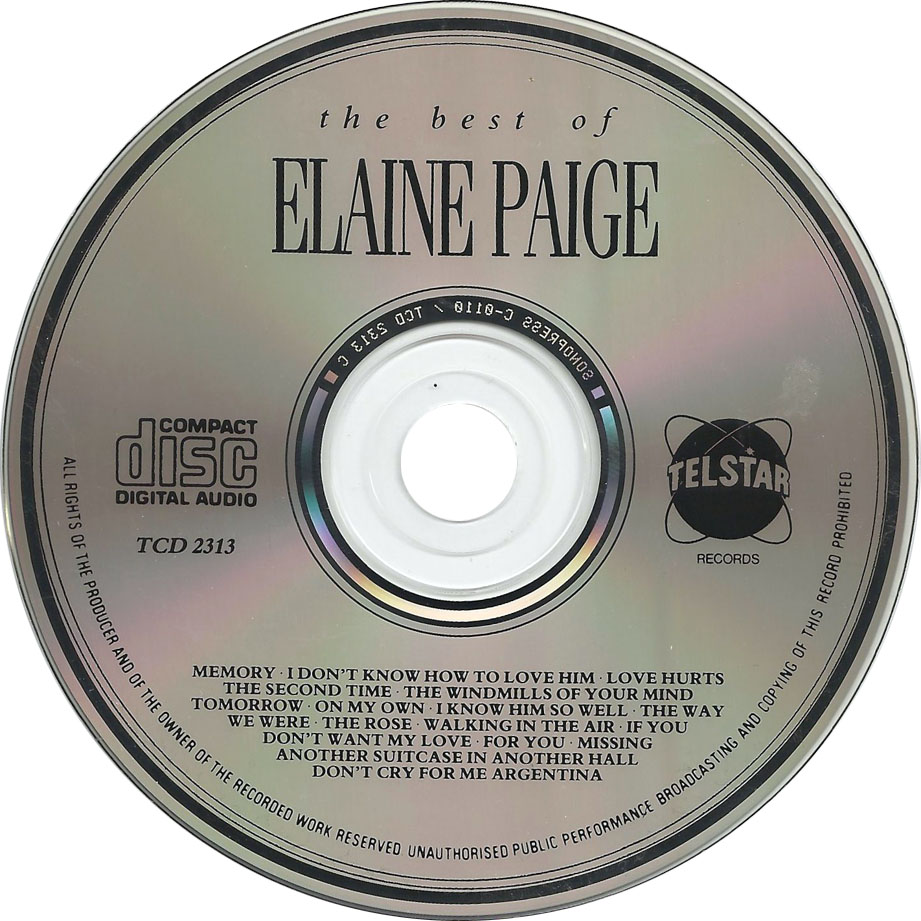 Cartula Cd de Elaine Paige - Memories: The Best Of Elaine Paige