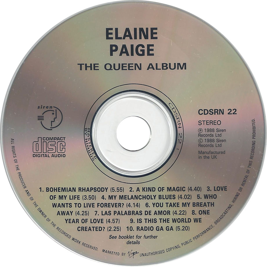 Cartula Cd de Elaine Paige - The Queen Album