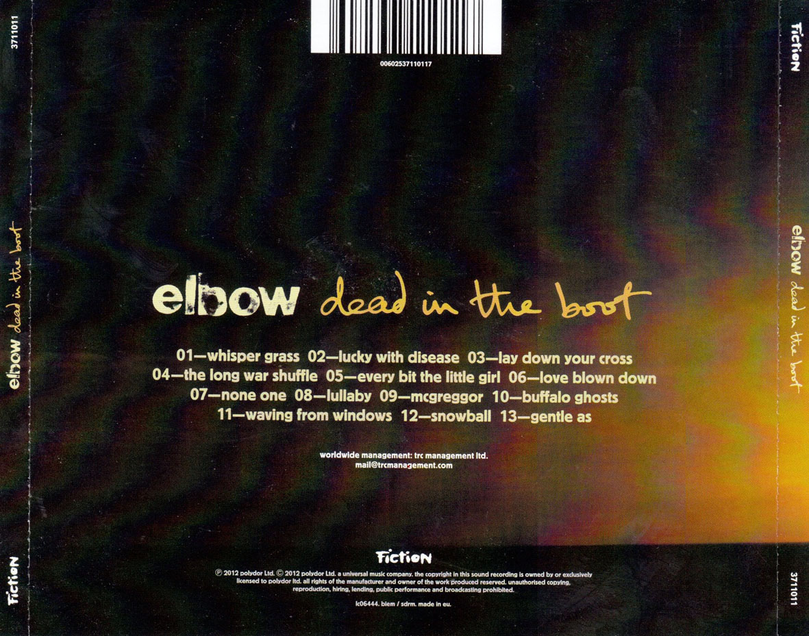 Cartula Trasera de Elbow - Dead In The Boot