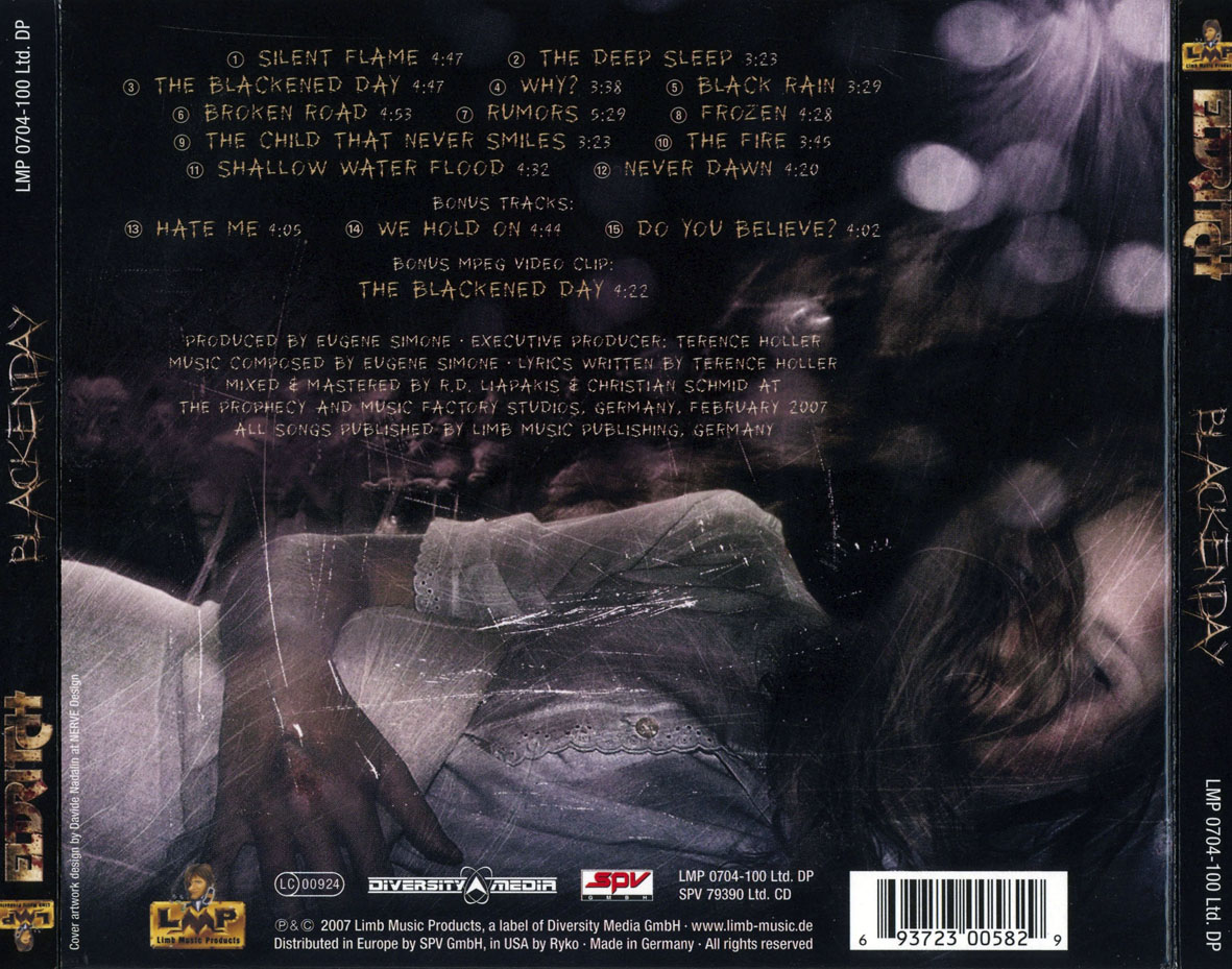 Cartula Trasera de Eldritch - Blackenday (Limited Edition)