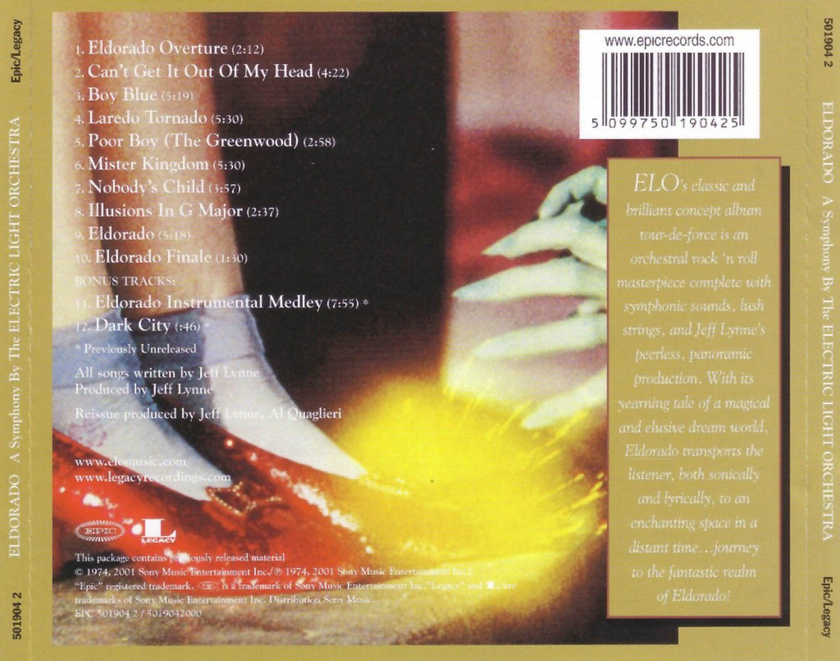 Cartula Trasera de Electric Light Orchestra - Eldorado (2001)