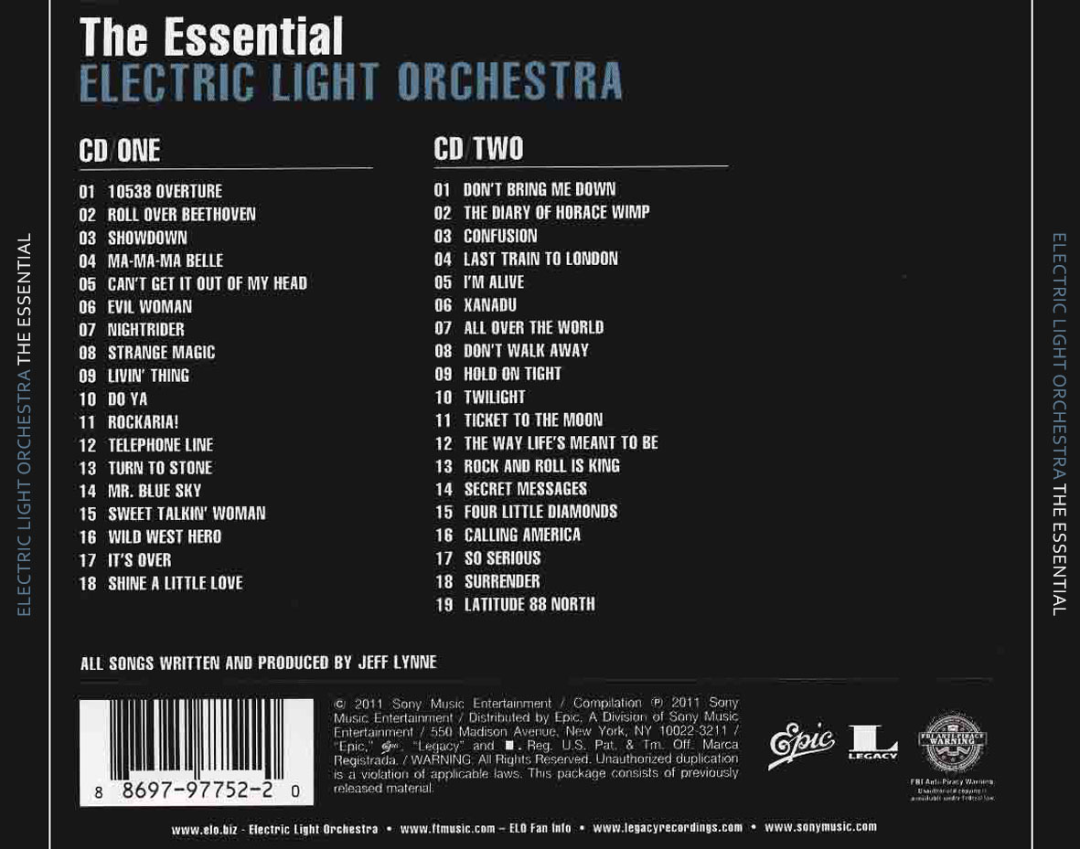 Cartula Trasera de Electric Light Orchestra - The Essential