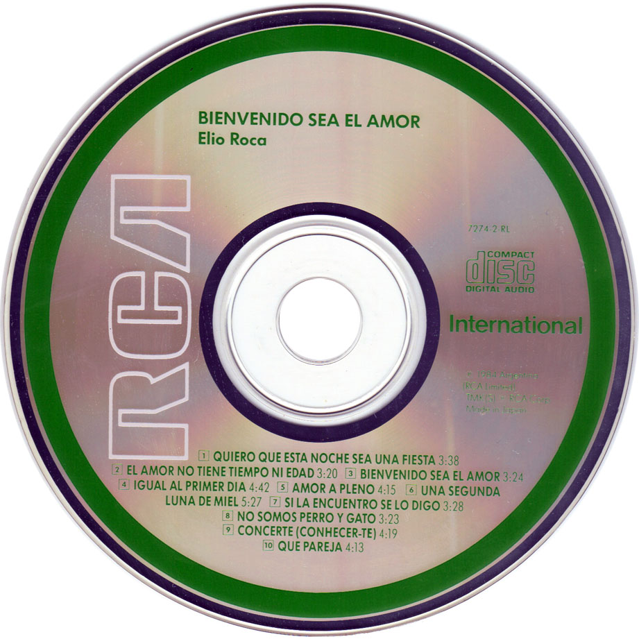 Cartula Cd de Elio Roca - Bienvenido Sea El Amor