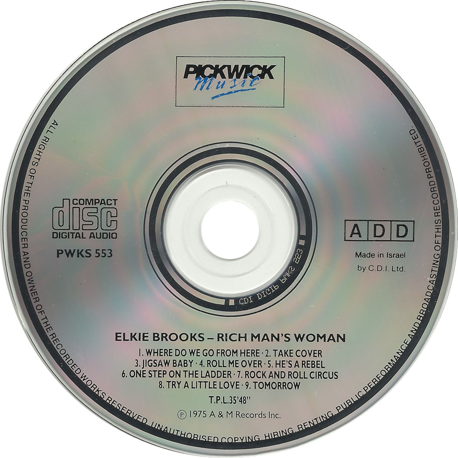Cartula Cd de Elkie Brooks - Rich Man's Woman