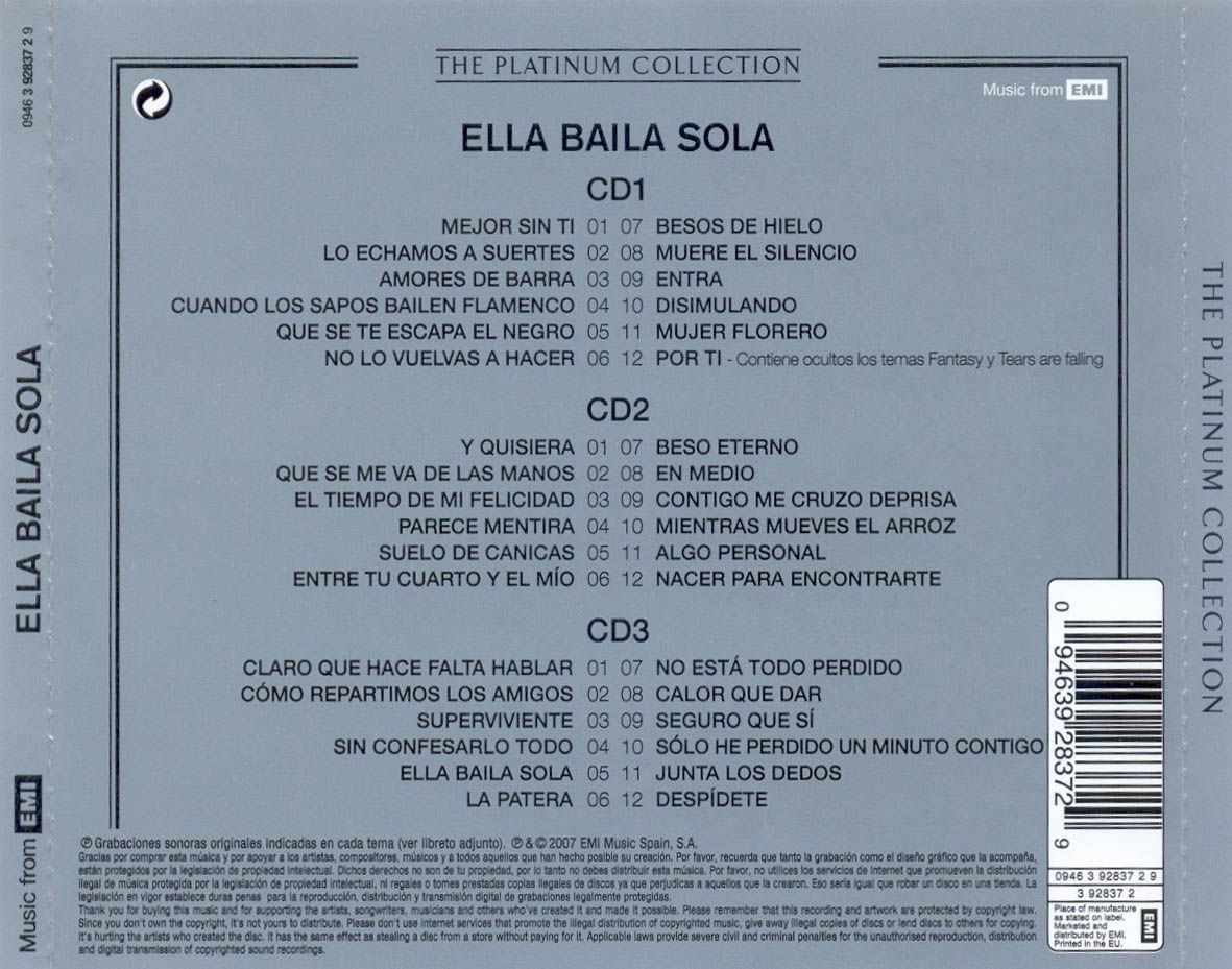 Cartula Trasera de Ella Baila Sola - The Platinum Collection