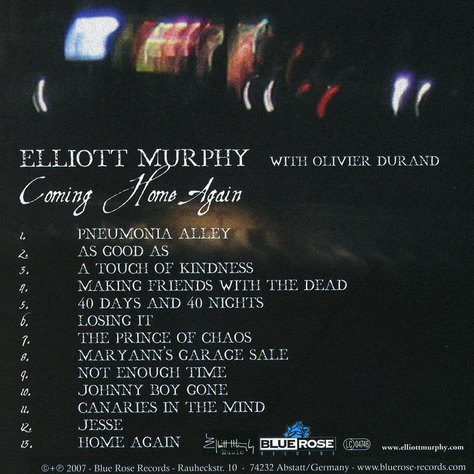 Cartula Interior Frontal de Elliott Murphy - Coming Home Again