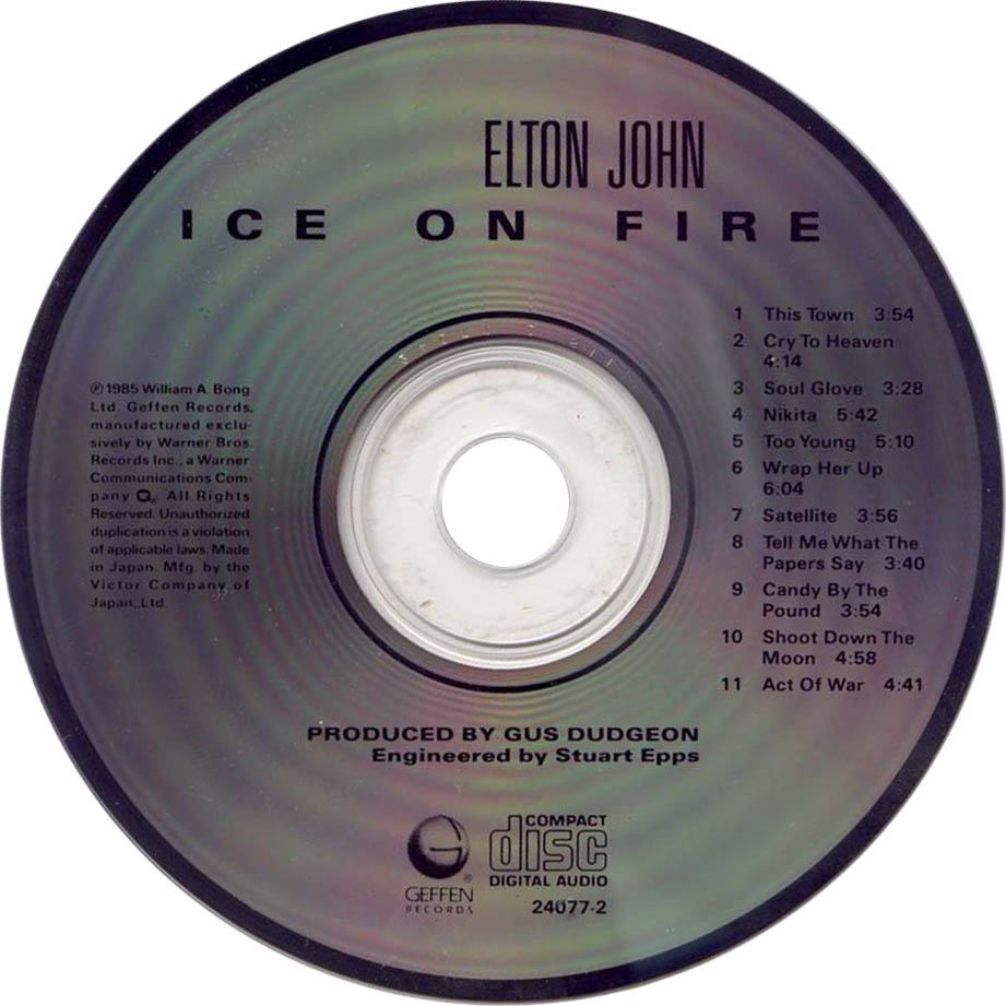 Cartula Cd de Elton John - Ice On Fire
