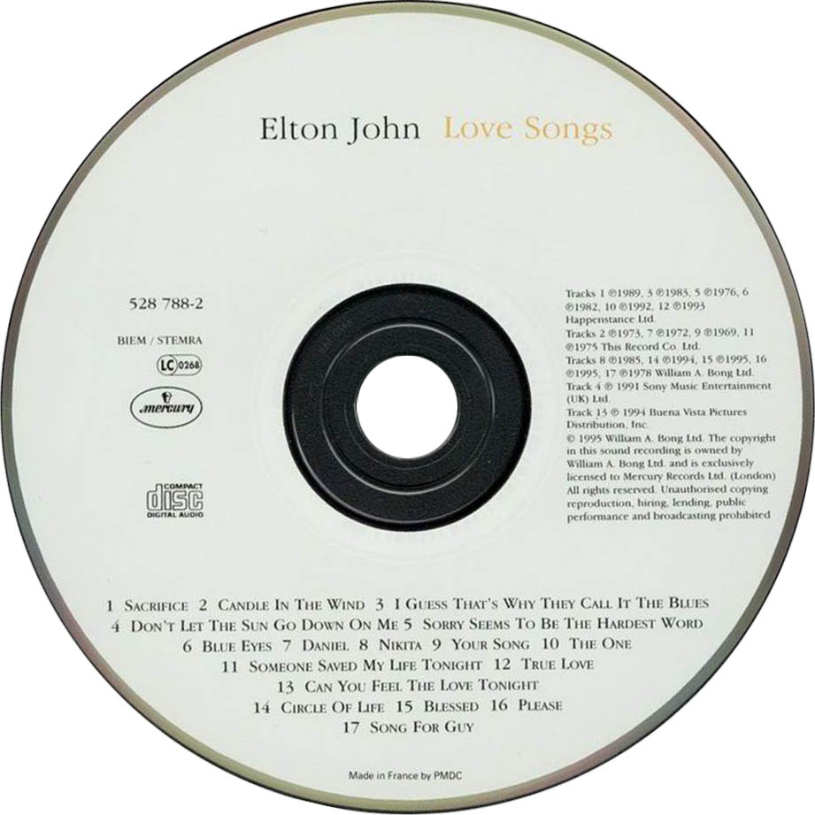 Cartula Cd de Elton John - Love Songs