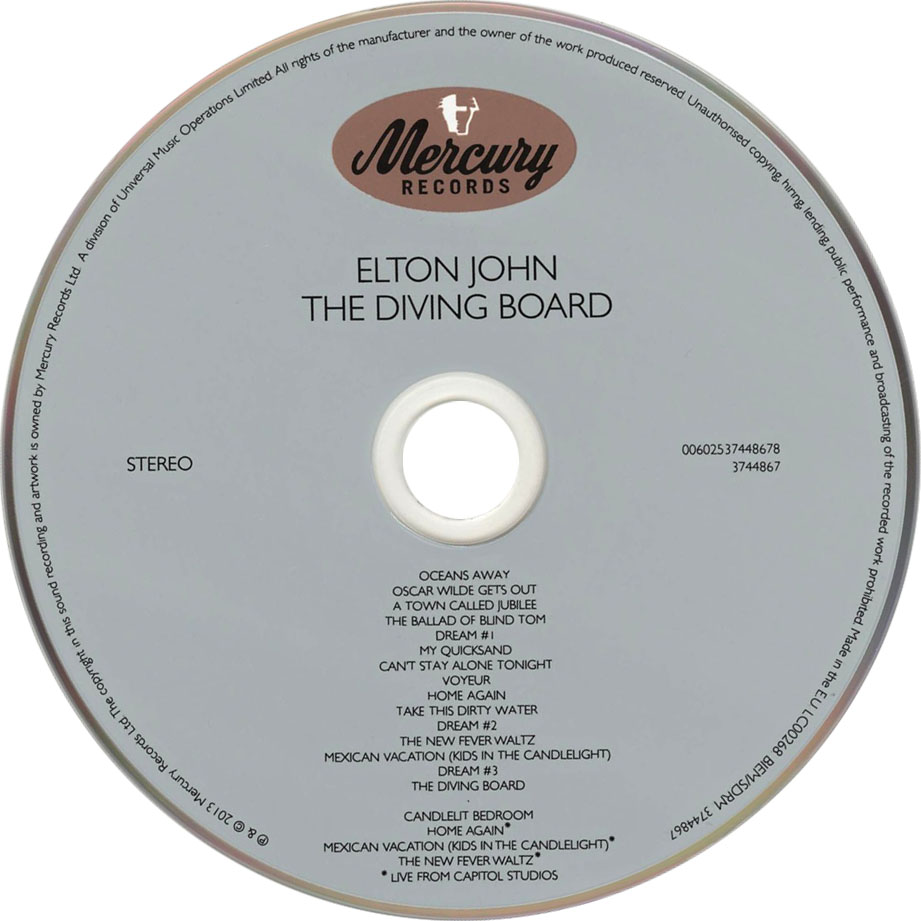 Cartula Cd de Elton John - The Diving Board (Deluxe Edition)
