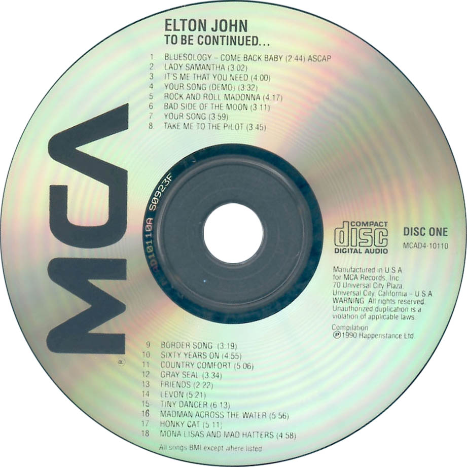 Cartula Cd de Elton John - To Be Continued... 1 1965 To 1972