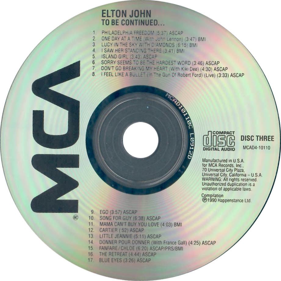 Cartula Cd de Elton John - To Be Continued... 2 1972 To 1974