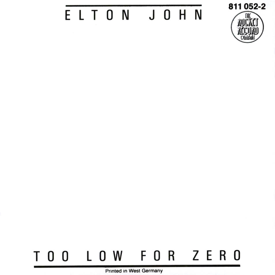 Cartula Interior Frontal de Elton John - Too Low For Zero