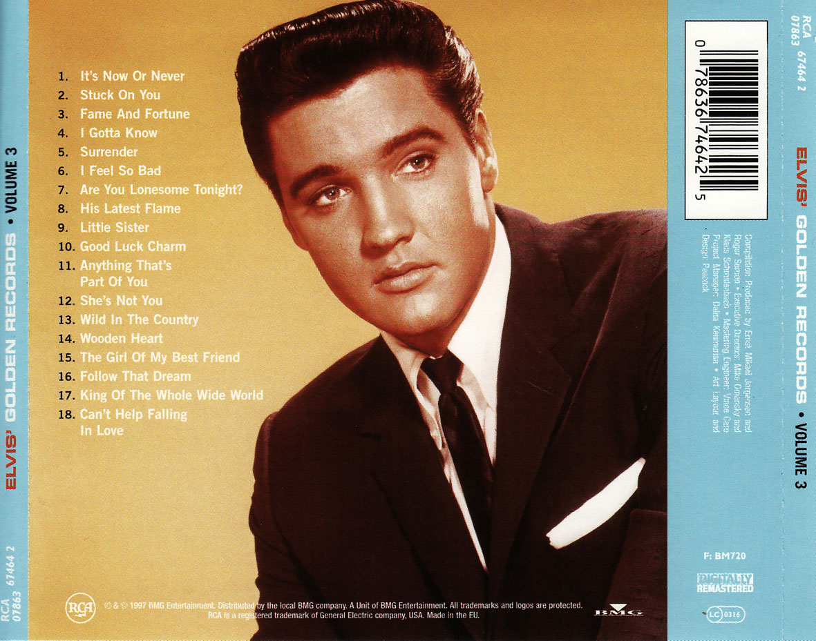 Cartula Trasera de Elvis Presley - Elvis' Golden Records Volume 3