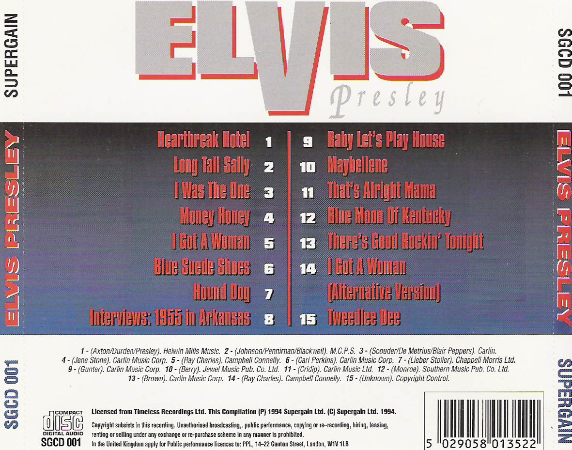 Cartula Trasera de Elvis Presley - Elvis Presley (1994)