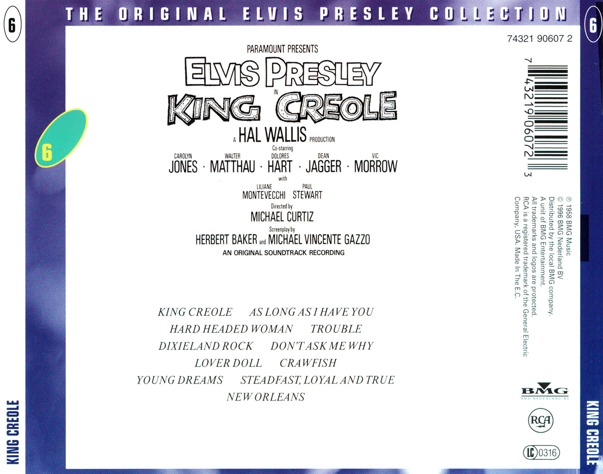 Cartula Trasera de Elvis Presley - King Creole