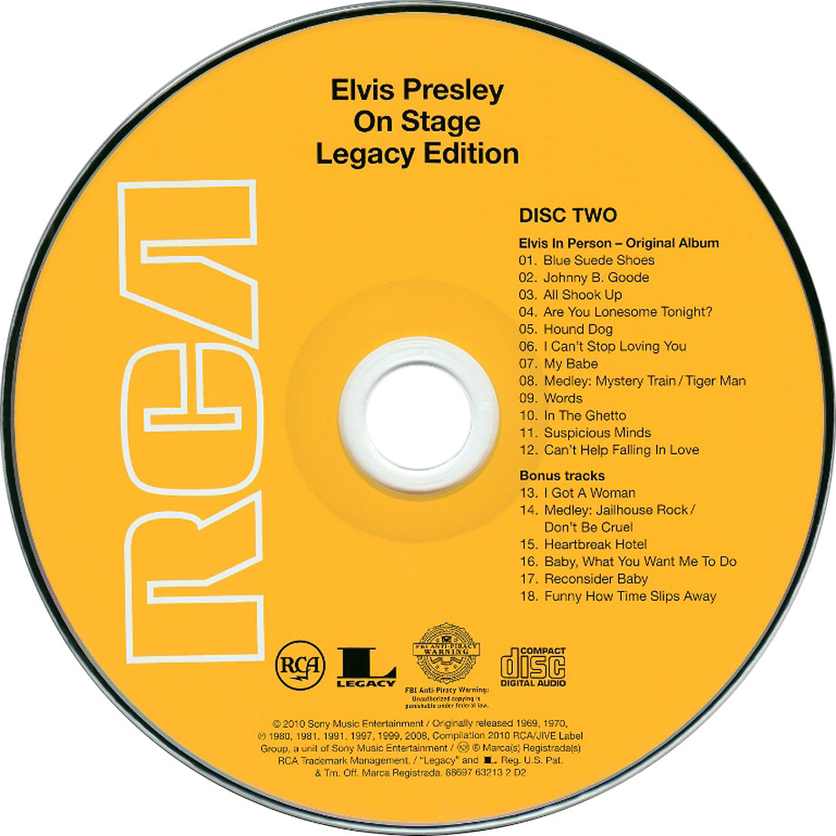 Cartula Cd2 de Elvis Presley - On Stage (Legacy Edition)