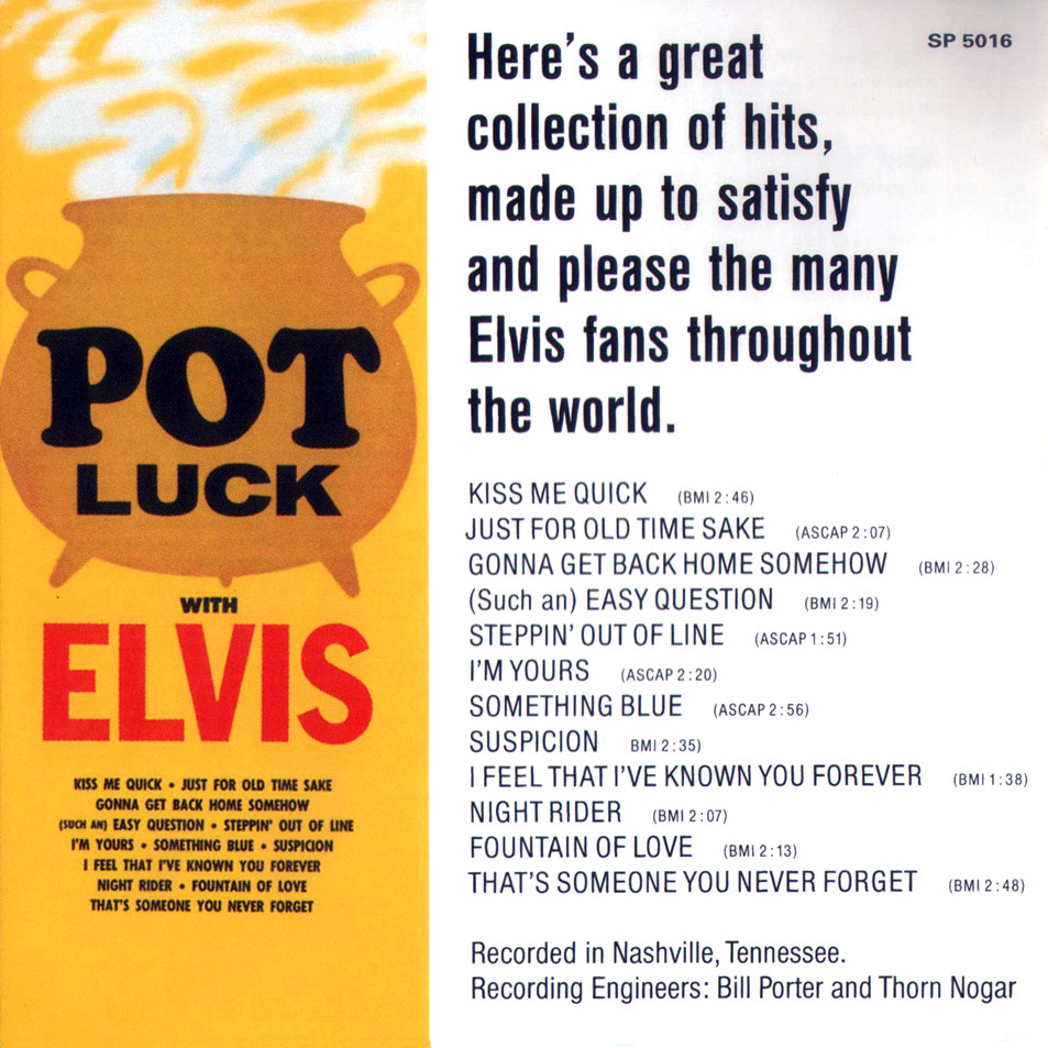 Cartula Interior Frontal de Elvis Presley - Pot Luck (1962)