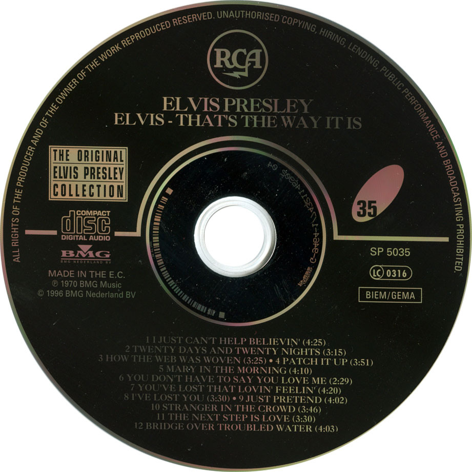 Cartula Cd de Elvis Presley - That's The Way It Is