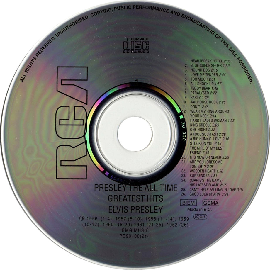 Cartula Cd1 de Elvis Presley - The All Time Greatest Hits