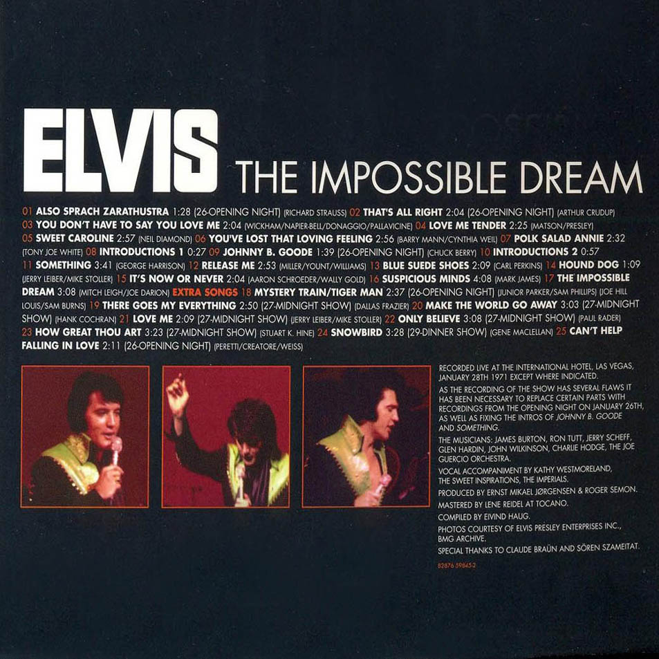 Cartula Interior Frontal de Elvis Presley - The Impossible Dream