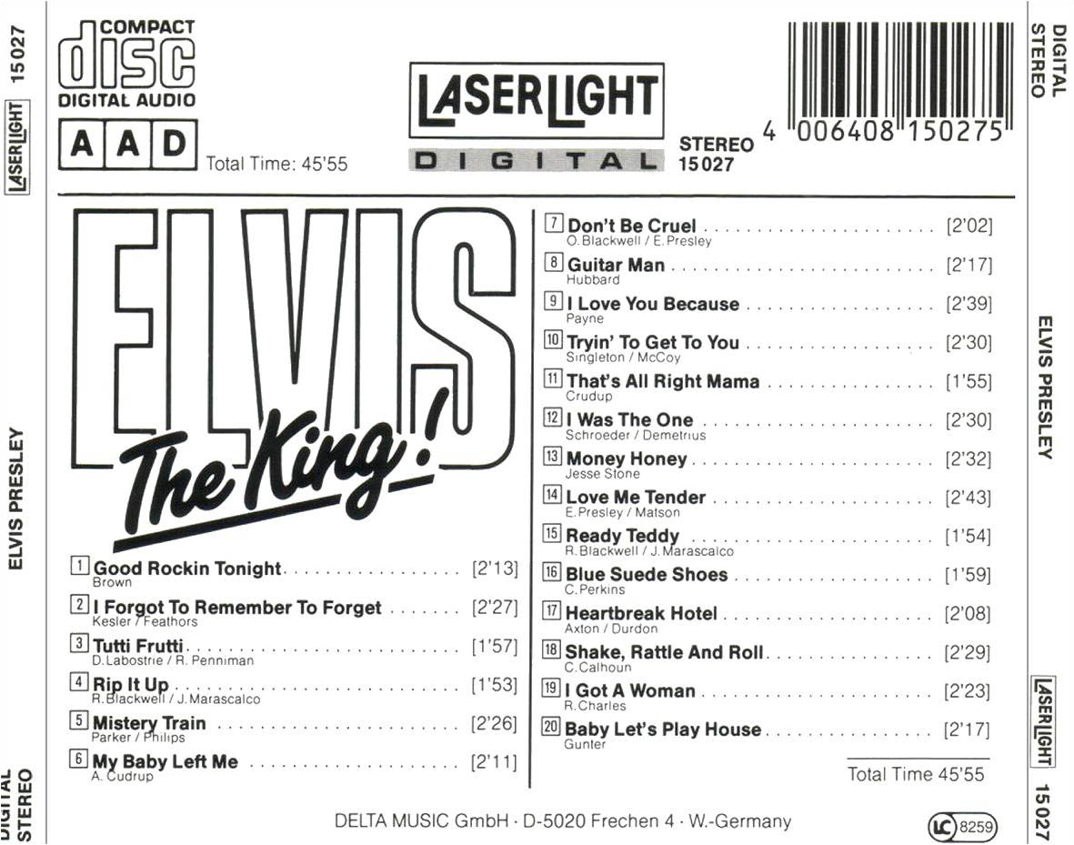 Cartula Trasera de Elvis Presley - The King!