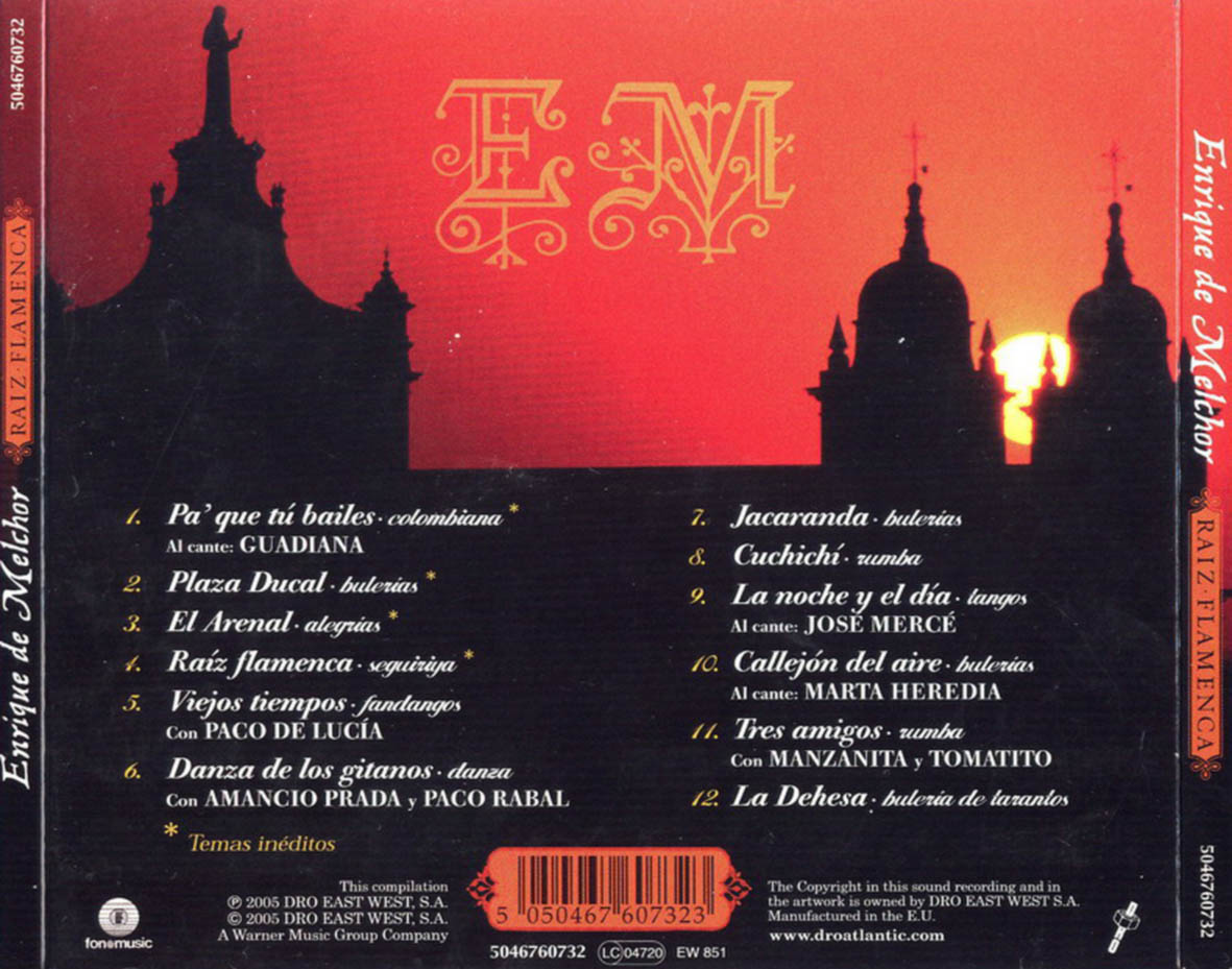 Cartula Trasera de Enrique De Melchor - Raiz Flamenca