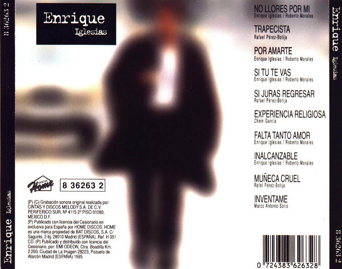 Cartula Trasera de Enrique Iglesias - Enrique Iglesias