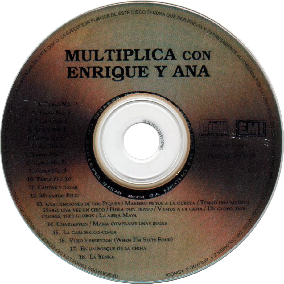 Cartula Cd de Enrique Y Ana - Multiplica Con Enrique Y Ana