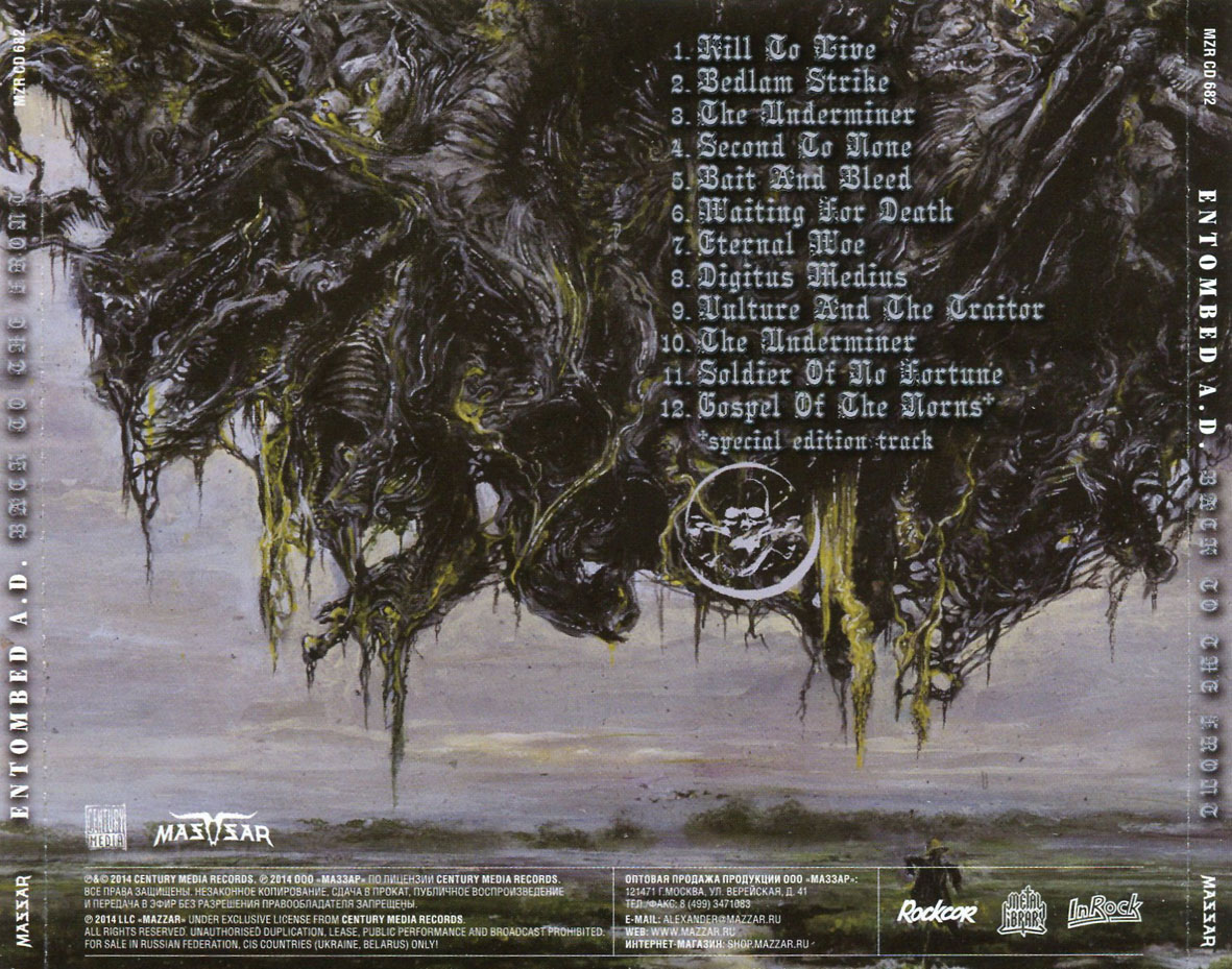 Cartula Trasera de Entombed A.d. - Back To The Front (Special Edition)