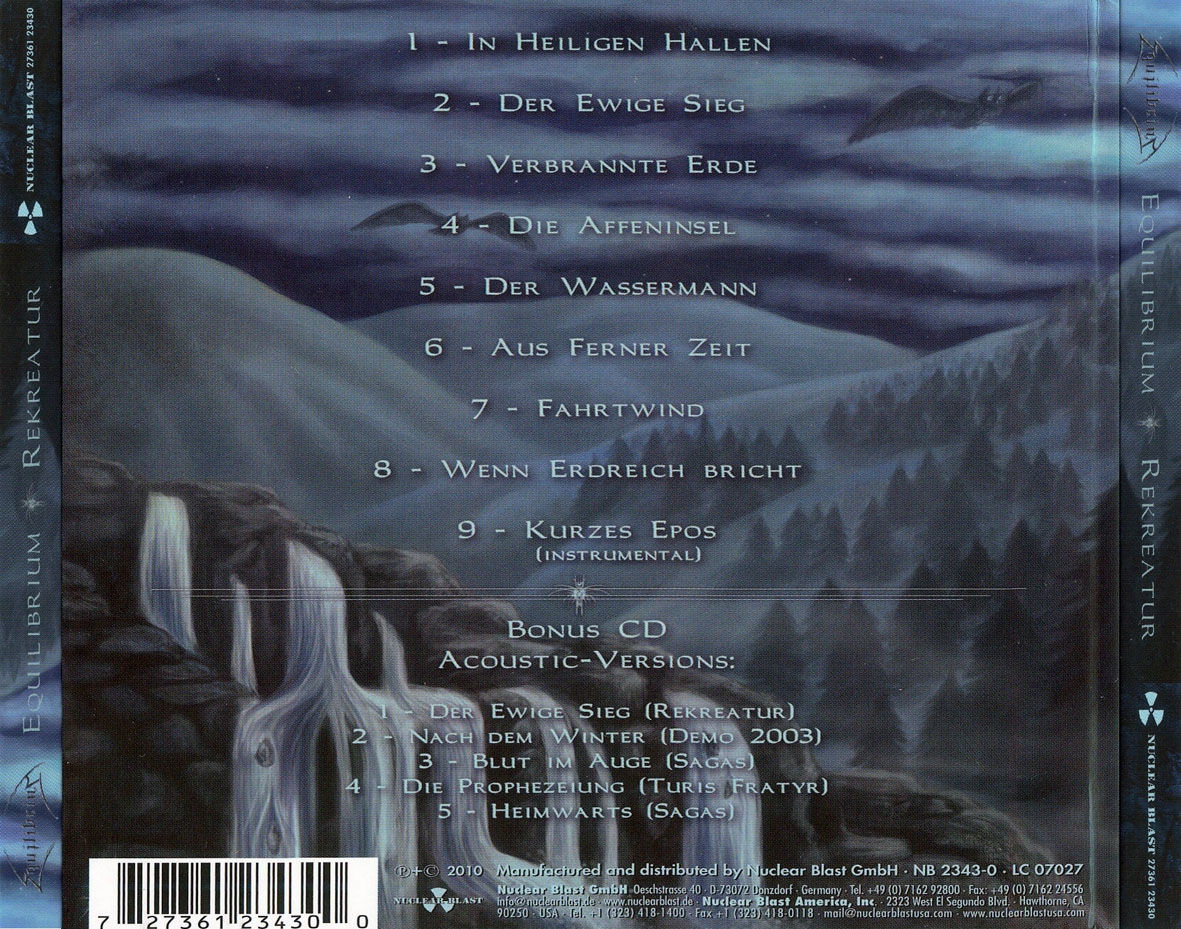Cartula Trasera de Equilibrium - Rekreatur (Limited Edition)