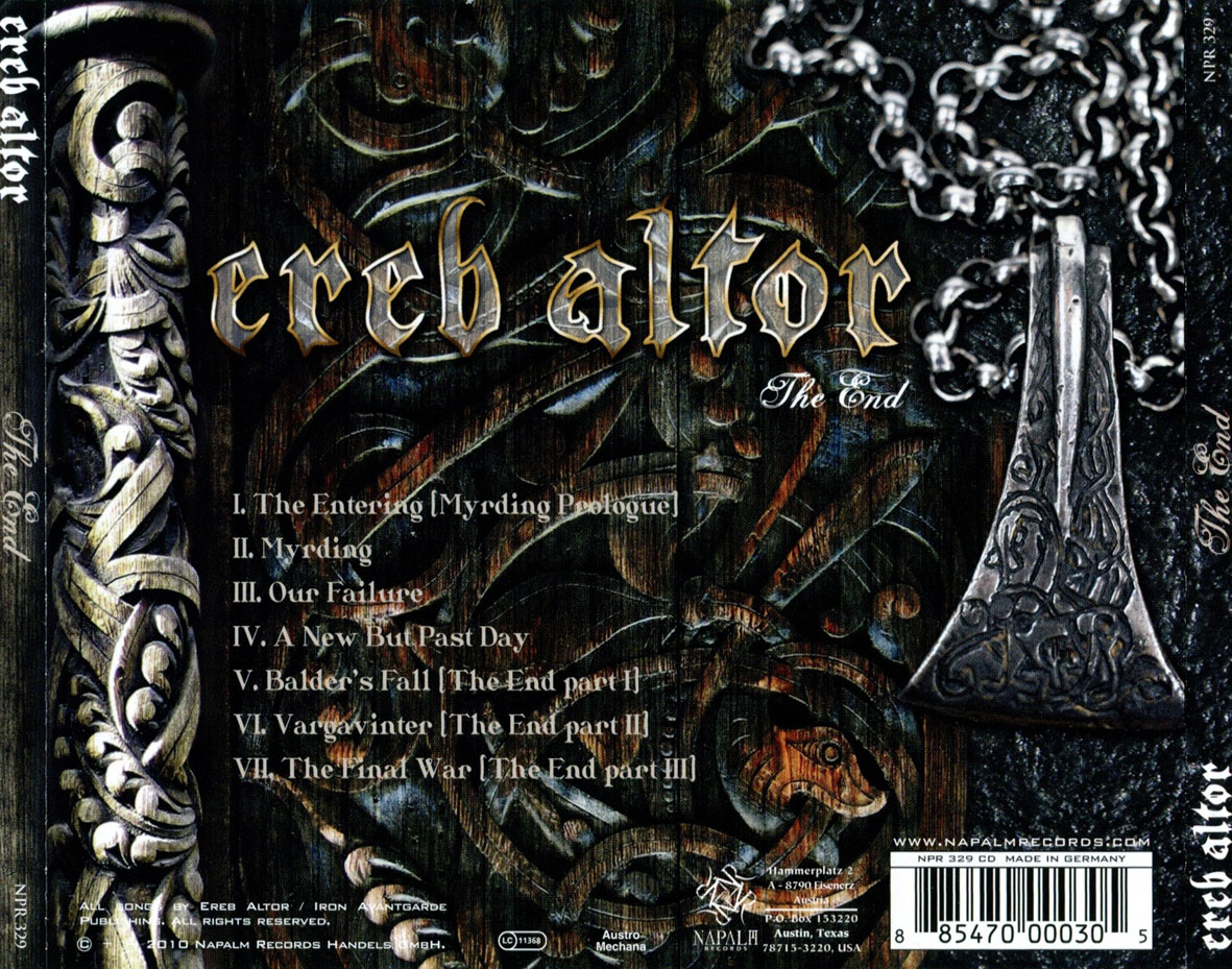 Cartula Trasera de Ereb Altor - The End