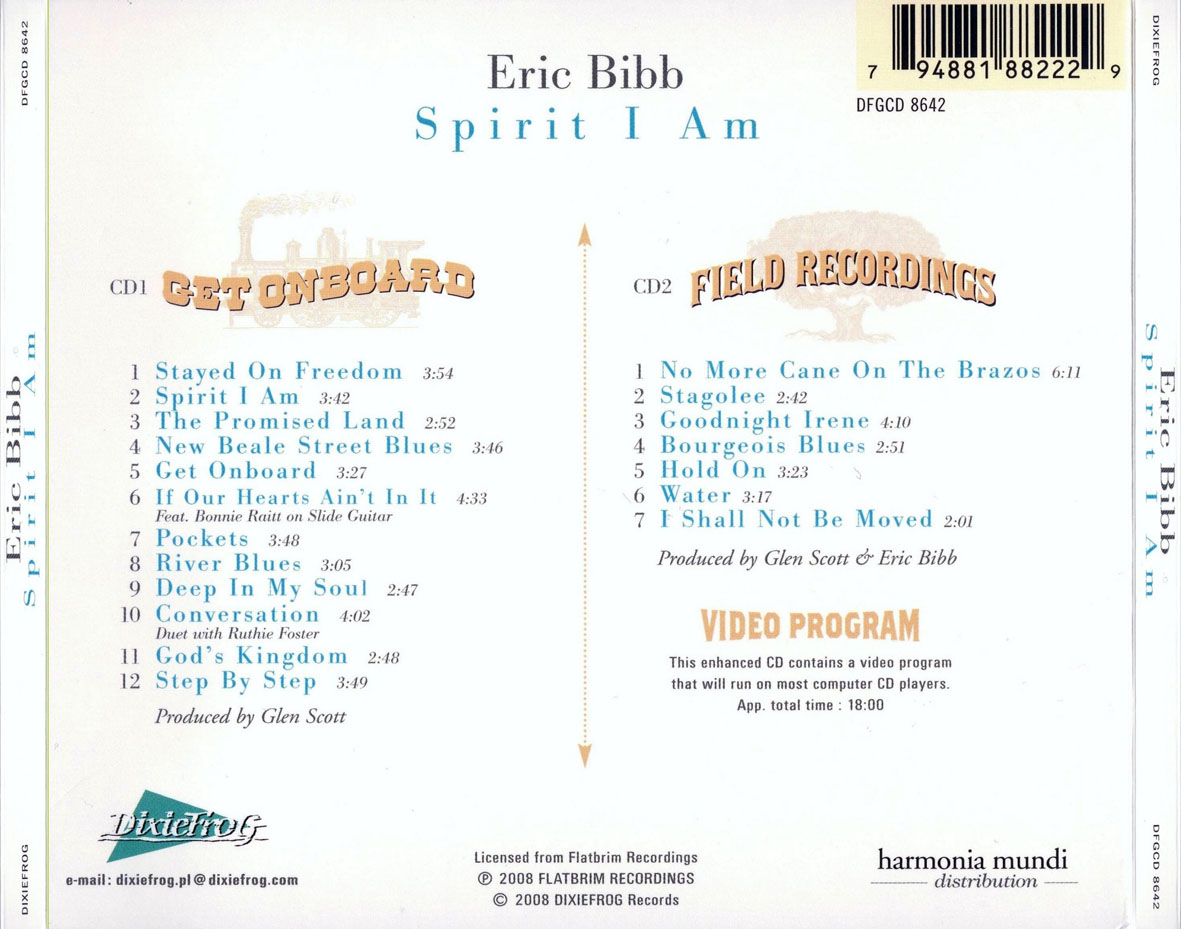 Cartula Trasera de Eric Bibb - Spirit I Am