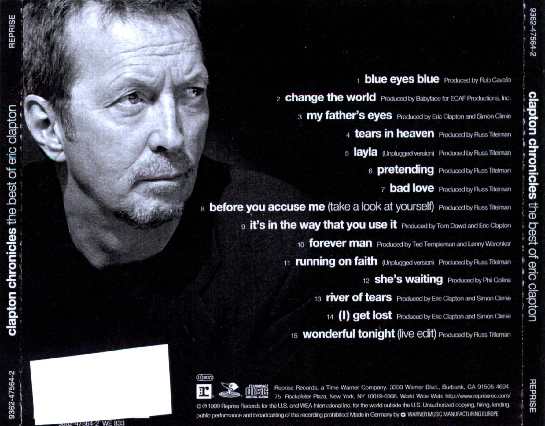 Cartula Trasera de Eric Clapton - Chronicles