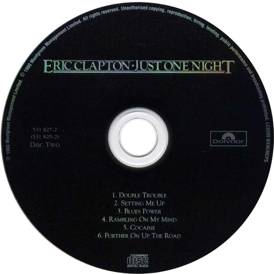 Cartula Cd2 de Eric Clapton - Just One Night