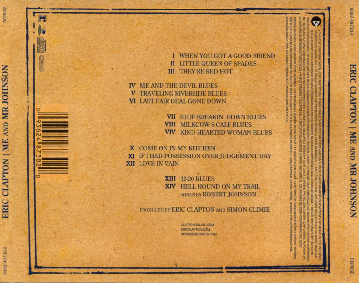 Cartula Trasera de Eric Clapton - Me And Mr Johnson