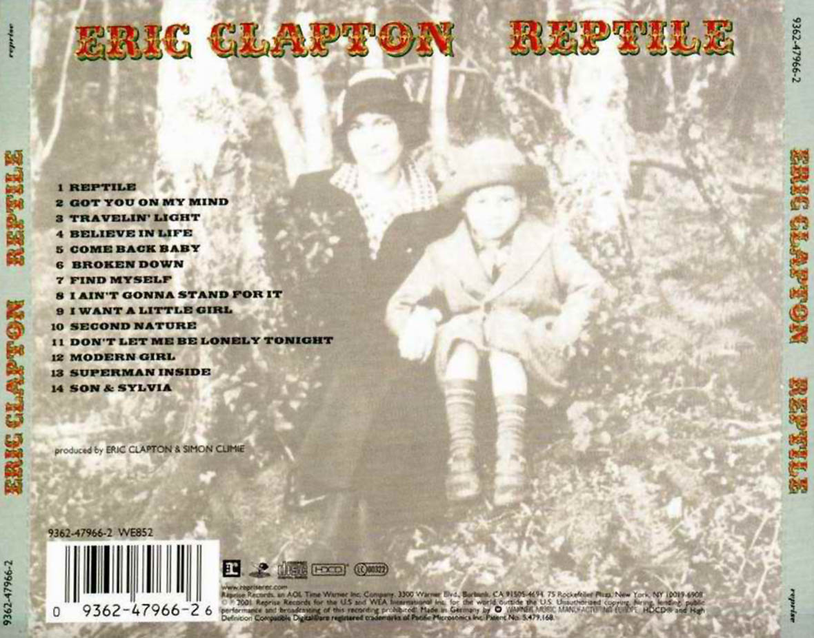 Cartula Trasera de Eric Clapton - Reptile