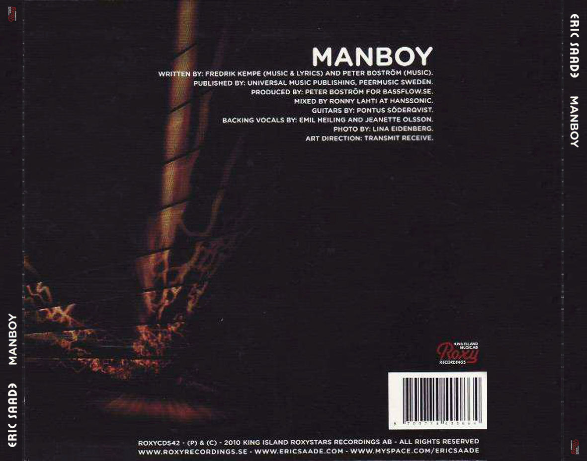 Cartula Trasera de Eric Saade - Manboy (Cd Single)