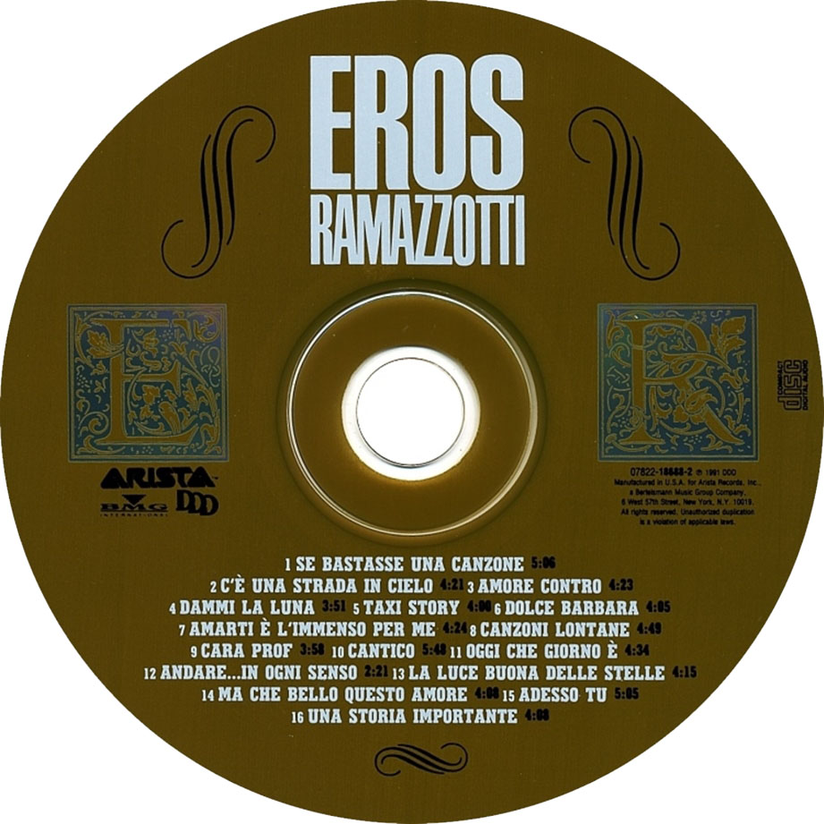 Cartula Cd de Eros Ramazzotti - Eros Ramazzotti