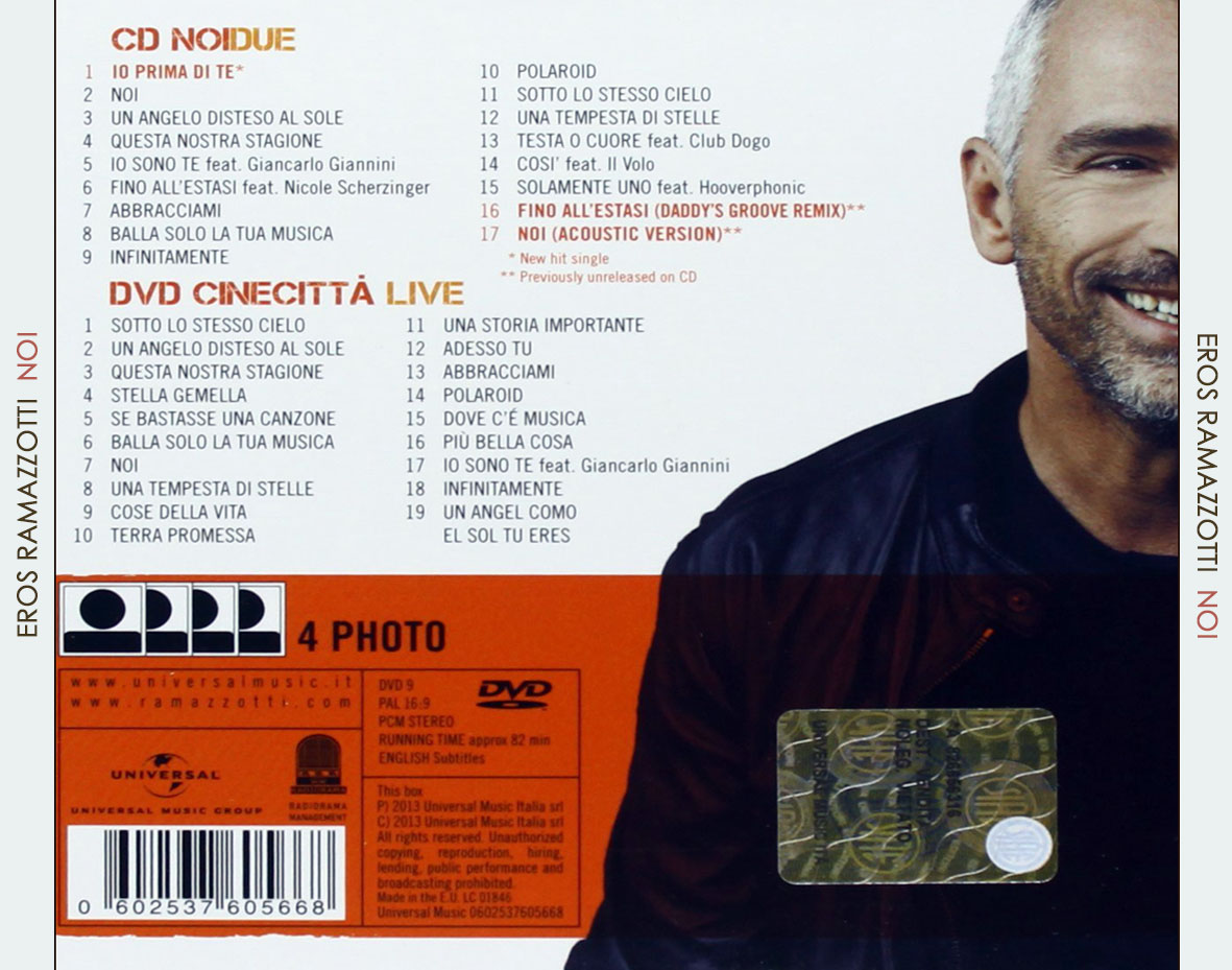 Cartula Trasera de Eros Ramazzotti - Noi (Deluxe Edition)