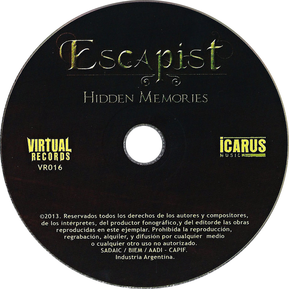 Cartula Cd de Escapist - Hidden Memories