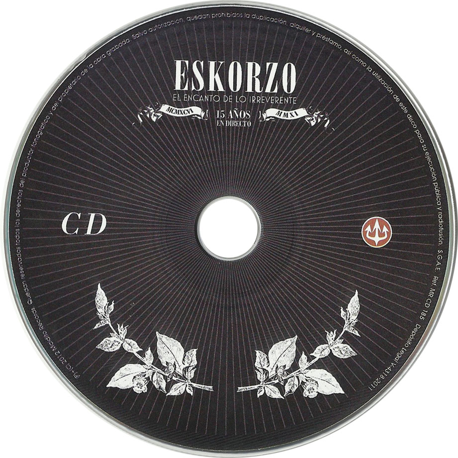 Cartula Cd de Eskorzo - El Encanto De Lo Irreverente: 15 Aos En Directo