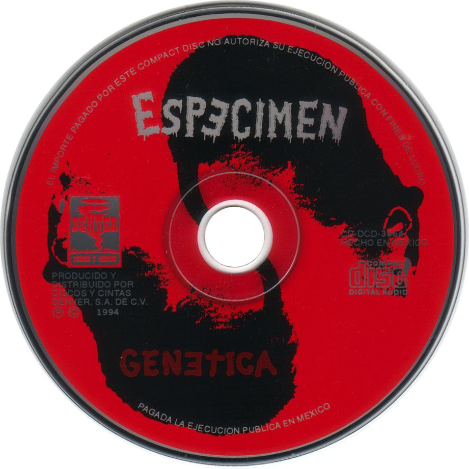 Cartula Cd de Especimen - Genetica