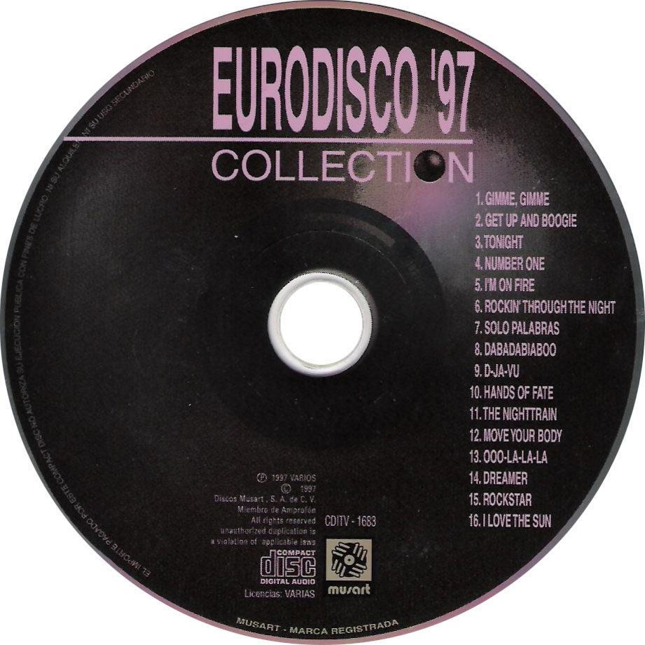 Cartula Cd de Eurodisco '97 Collection