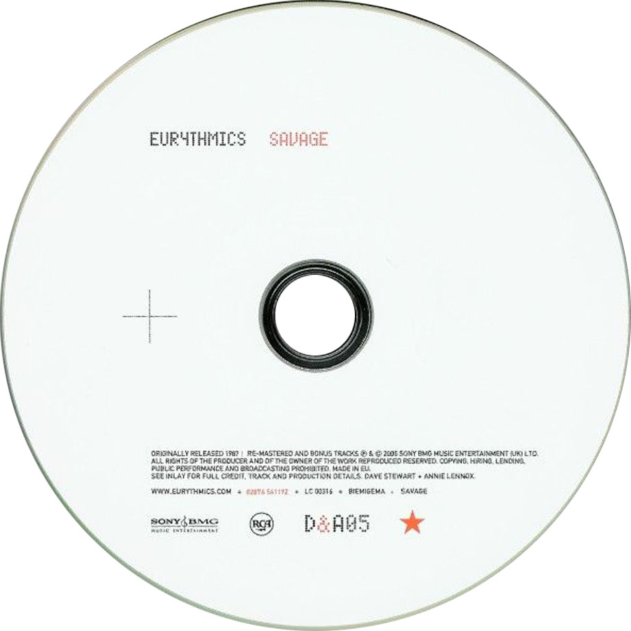 Cartula Cd de Eurythmics - Savage (Special Edition)